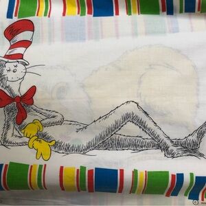 pillowcase: Vintage dr seuss sears 1970 dbl sided cat in hat md in usa 42 x 36